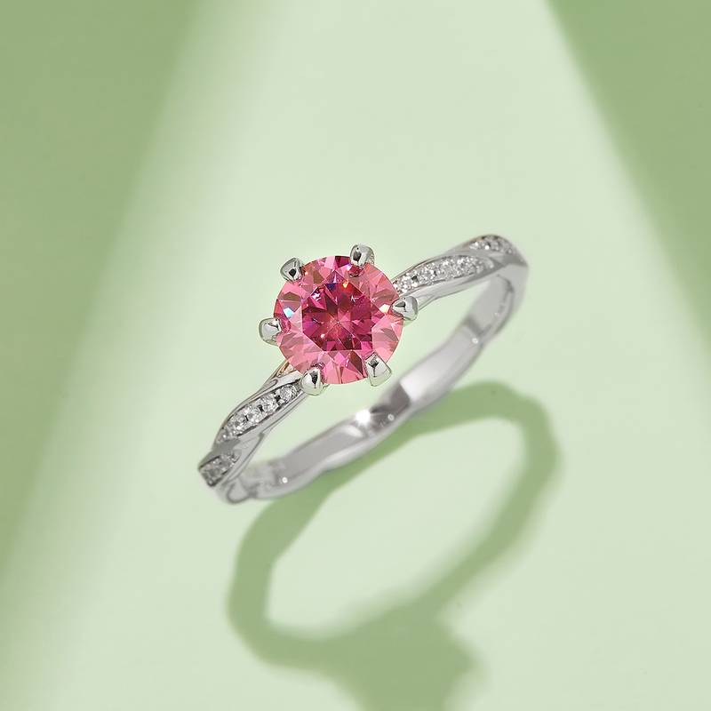 绕指柔S925银镀白金MoissaniteWomen's Ring1ctD级